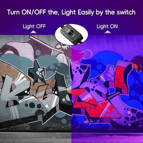 Image of 680W LED Black Lights, Blacklight Flood Light with Plug & Switch, 395nm IP66 Outdoor Waterproof Blacklight for Halloween Party, Stage Light, Body Paint, Neon Glow (2 Pack)