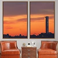 2 Piece Framed Canvas Wall Art Beautiful Sunset Canvas Prints Home Artwork Decoration for Living Room,Bedroom - 16