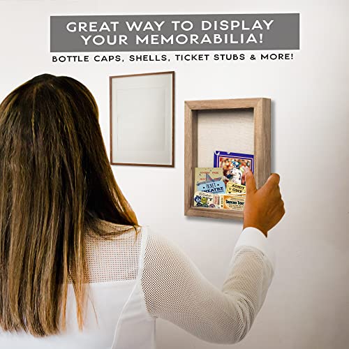 Shadow Box Display Case – Black Wooden Shadow Box Frame - Showcase Bottle Caps, Shells, Ticket Stubs, Airline Tickets, Ideal for Memorabilia Photos, Flowers, & Medals (10 x 8 in)