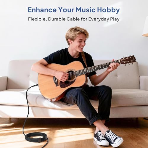 Image of Elebase 1 /4 Inch TRS Instrument Cable 3.3ft 2Pack,Straight 6.35mm Male Jack Stereo Audio Interconnect Cord,6.35mm Balanced Line for Electric Guitar,Bass,Keyboard,Mixer,Amplifier,Amp,Speaker,Equalizer