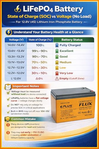 Image of EPLUS Flux 12V 6Ah Lithium LiFePO4 Battery with 20A BMS | 5X Life vs Lead Acid | Fast Charging | for Solar, Spray Pump, Toy car, Fence Pulse Machine, Computer UPS(not for APC ups)