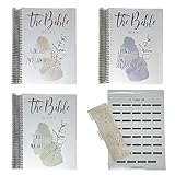 Oak Wood Press Spiral Bound Old Testament Set of 3 | King James Bible for Women | KJV Bible with Wide Margins for Notes & Journaling | Cute Bible Study Workbook | Scripture Tabs and Bookmark Included