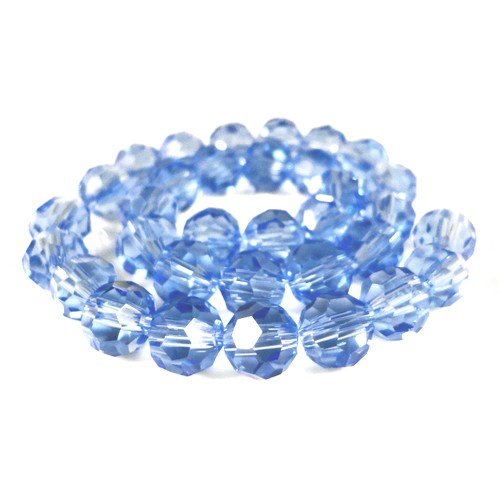 Pale Blue Czech Crystal Faceted Round Beads 4mm Strand Of 91+ Pieces for Jewellery Making and More