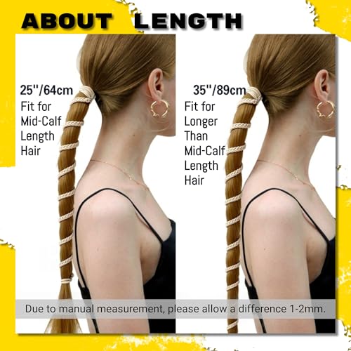 35"/89cm Long Rip Tie Hair Ties Ponytail Holders for Water Sports Hair Bobbles for Thick Scrunchies No Damage Strong Braided Long Curly Pony Tails Ties Pro Surfing Swimming (Black) - Image 2
