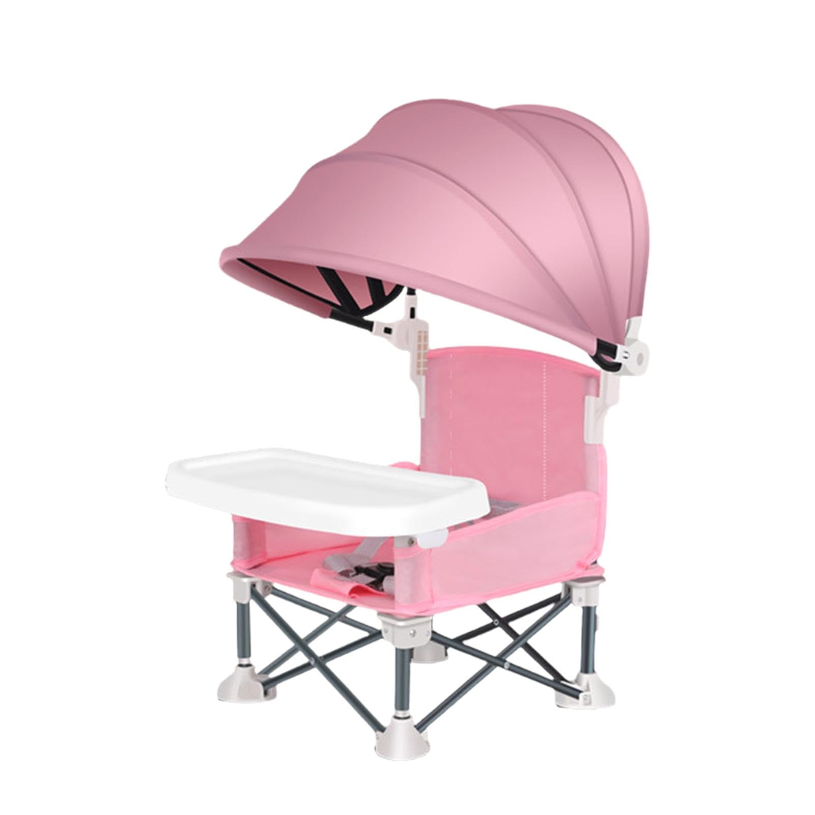 Trona Para Bebé, Silla De Comedor Plegable Con Asiento Elevador, Portátil Para Playa Con Bandeja Extraíble Y Sombrilla, De Viaje Para Alimentación