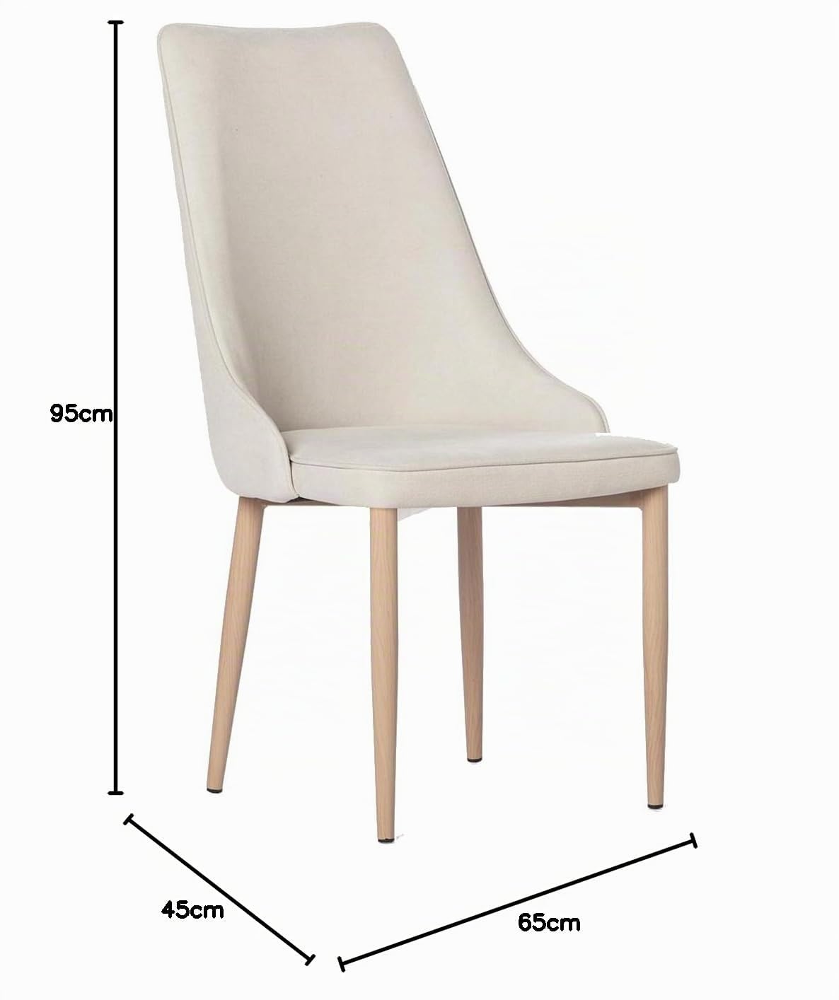 KLAST Silla de Comedor tapizada Beige con Pata Natural