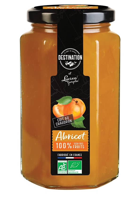 Destination - Mermelada de Albaricoque BIO - Procedente de Cultivo Ecológico - Concentrado de Frutas - Sin Aromas Artificiales, Conservantes ni Lactosa - Ideal para Untar y Repostería - 300 g