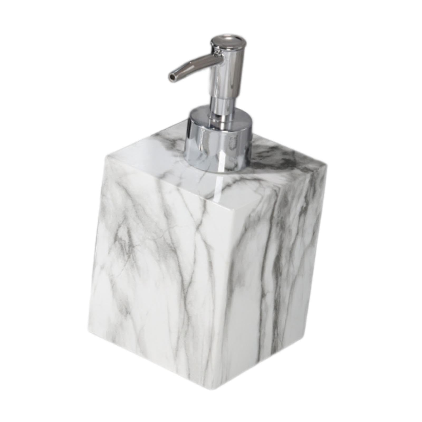 Twisaxc Silvery Head White Elegant Hand Soap Dispenser Resin Soap Dispenser Bathroom Decoration Countertop Accessory Refillable Making Indispensable Fashionable And Functional, 7.6X8x15cm