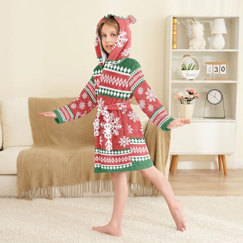 GuoChe Snowflakes Kids Hooded Robes Sleepwear For Kids3