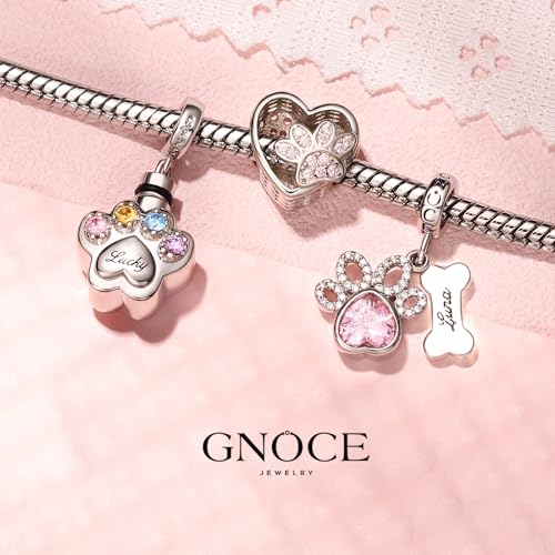 Image of GNOCE Pet Dog Bowl Bead Charm For Women, S925 Sterling Silver Bead Charm NecklaceBracelet for Her, Jewelry Gift