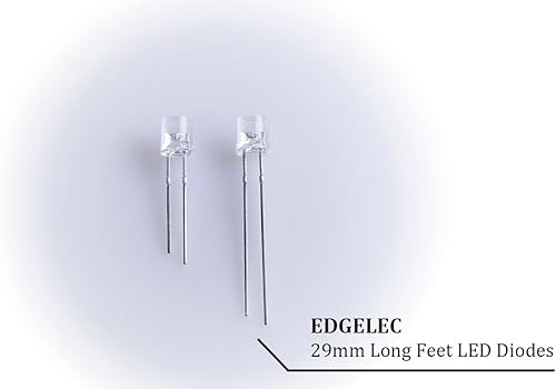 Miniatura 2 de EDGELEC 100 diodos de luces rojas de 0.197in (lente roja) lente redonda difusa de 1.142in (cable largo de 1.142in (DC 2V) + 100 resistencias (para