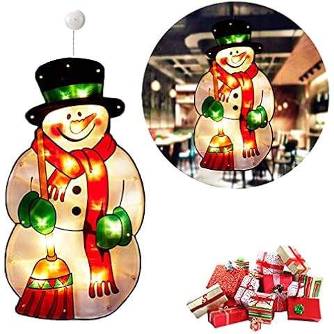 Christmas Snowman Window Silhouette Lights with Suction Cup, 10 LED Double Sided Display Lights Door Hanging Lamp Indoor Outdoor Festive Xmas Party Decoration Cover