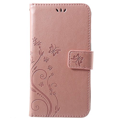 compatibile con HUAWEI P SMART FIG-LX1 FIG-L21 / ENJOY 7S (5.65) 2018 Custodia COVER CASE STAND flip LIBRO magnetica GEL PROTEZIONE TPU ECO PELLE portafoglio taschini vano porta card farfalla rosa