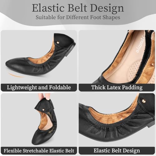 OFFCUP Damen Ballerina Leder, Klassische Flache Ballerinas, Runde Zehe, Freizeit Tanzschuhe, Weiche Leichte Bequeme Flats Schuhe Leicht - 40