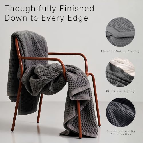 Image of GOTS Certified 90 inchX90 inch Queen 100% Organic Cotton Blanket-Charcoal Grey | Premium Waffle Blankets & Throws for Bed, Throw Blanket for Couch, Modern & Cozy Blanket, All Season, Comfy and Soft Blankets