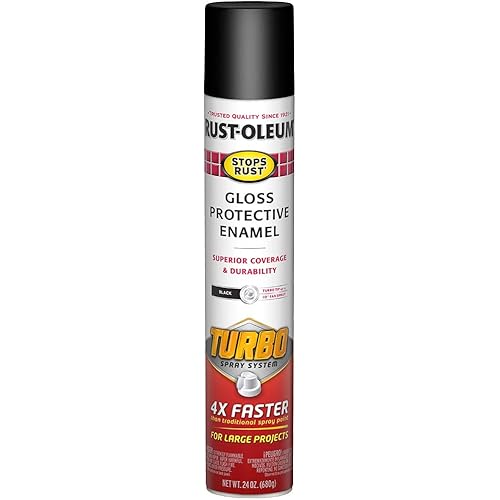 Rust-Oleum 334128 Stops Rust Turbo Spray Paint, 24 oz, Gloss Black