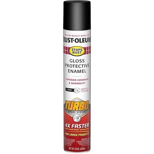 Rust-Oleum 334128 Stops Rust Turbo Spray Paint, 24 oz, Gloss Black