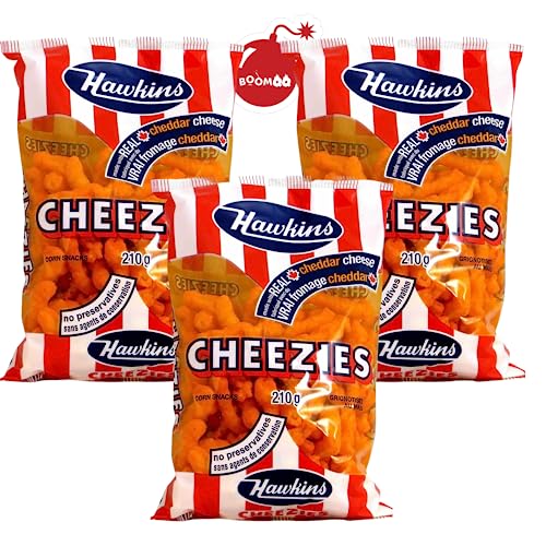 Hawkins Cheezies From Canada Family Pack 3x210g/7.4oz, Canadian Snacks Cheese Curls with Cheddar...