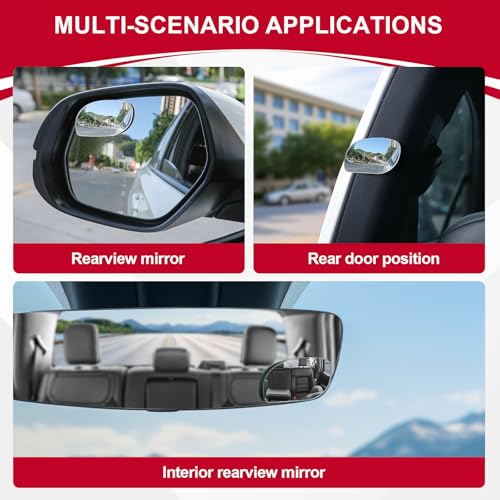 Image of LivTee Blind Spot Mirrors, HD Glass Frameless Convex Rear View Mirrors, Wide Angle Adjustable Stick for Side Mirror, Automotive Exterior Accessories for Car, SUV & Trucks, Pack of 2