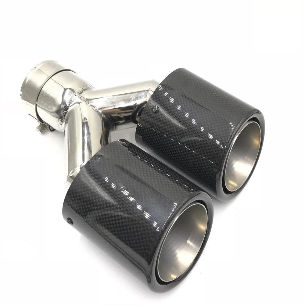 Terminale di Scarico 1 Pezzo Doppio Carbonio Doppio Silenziatore Punta Universale Tubo Scarico Silenziatori Punte Scarico per Benz Punta di Scarico Coda(ID 51-OD 101)
