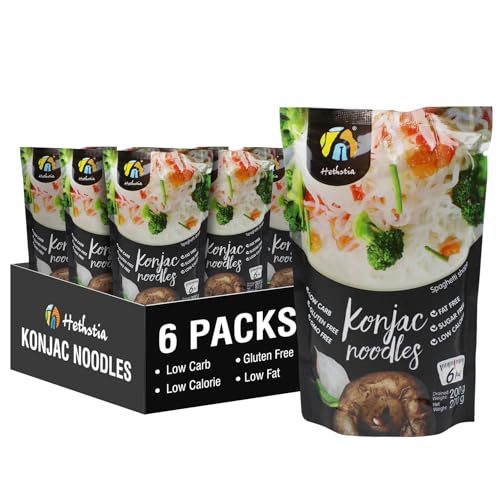Hethstia Konjac Noodle, Keto Shirataki Spaghetti for Healthy Diet, Low-Calorie, Low-Carb, Pre-Cooked and Ready to Eat, Gluten-Free, Vegan, Sugar-Free, Paleo-Friendly (57.14 oz, 6 Packs) Spag