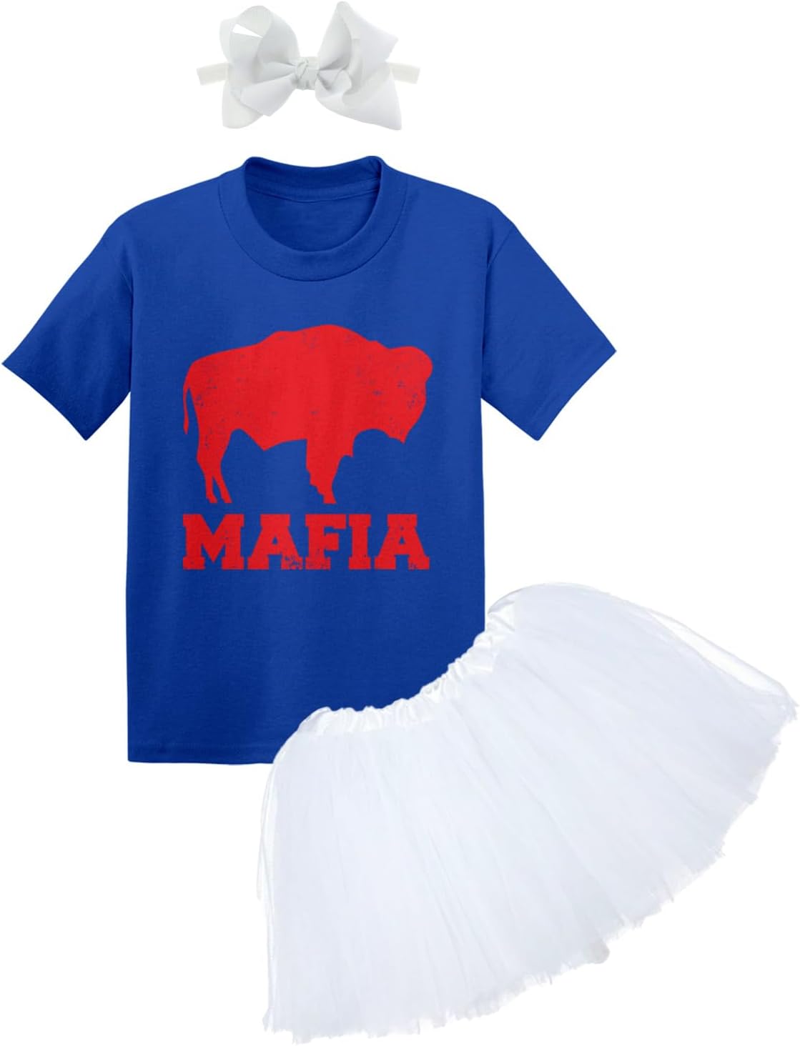 Haase Unlimited Buffalo Mafia - State Proud Strong Pride Sports Baby Bodysuit + Tutu Skirt + Bow Headband Set