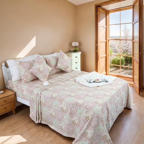 Image of FADFAY Egyptian Cotton Sheets Twin Pink Paisley Bedding Sets Deep Pocket Fitted Sheet Set 800TC Soft Skin-Friendly Natural Bed Sheets (4Pcs, Twin Size)
