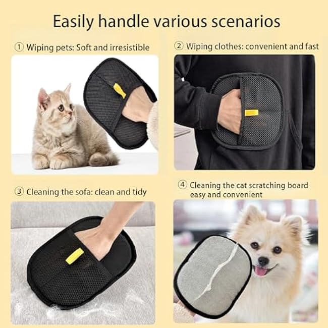 3 Pcs Pet Hair Remover Electrostatic Gloves£¬Pet Hair Removal Glove,Electrostatic Pet Hair Remover Gloves for Furniture, Carpet, and Car Seats - Reusable Pet Grooming Tool (3)-DRBHGQ1t