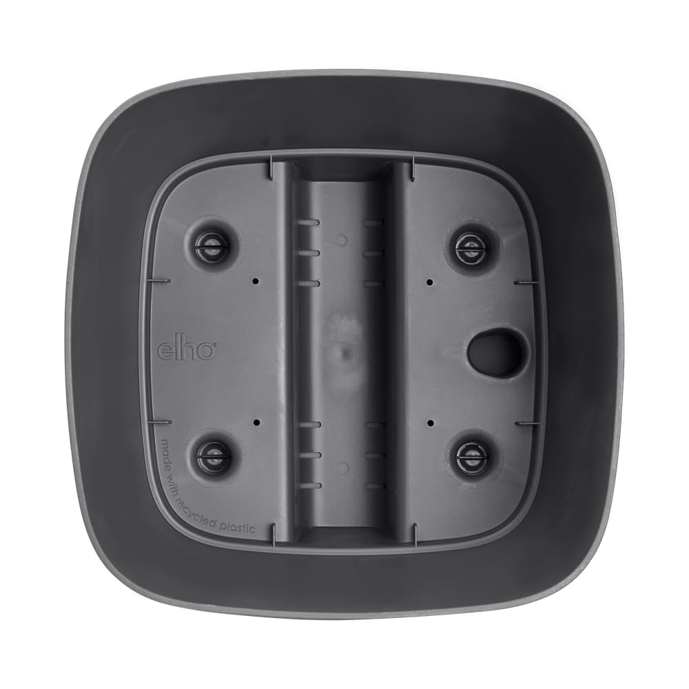 Elho Greensense Aqua Care Square 38 - Macetero por Interior y Exterior - 100% Plástico Reciclado - Ø 38.0 x H 38.9 cm - Charcoal Grey