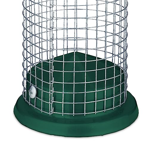 Relaxdays Vogelfutterstation 2er Set, zum Aufhängen, Futtersäule für Wildvögel, H x D: 31 x 10 cm, Metall, grün/Silber