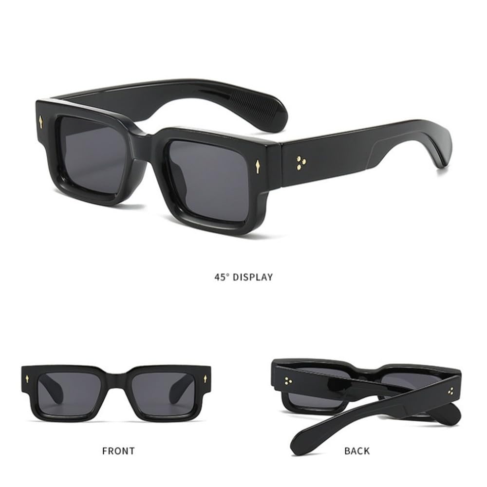 Occhiali da sole spessi alla moda per uomo e donna, occhiali da sole retrò con rivetti di tendenza.