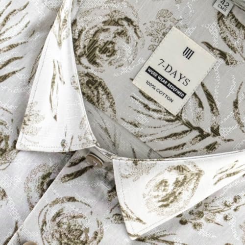 Image of 7-DAYS Men's Premium Formal Printed Shirt - 100% Cotton, Regular Fit, Full Sleeves, with Pocket - Stylish for Special Occasions.