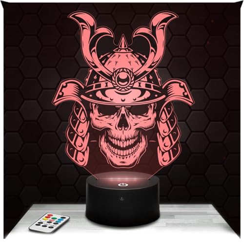 Lampephoto.fr - Lampe 3D Crane Samurai, Décoration Casque, Veilleuse Tactile Led Illusion, Effet Hologramme 3D, Idée Cadeau Noël Anniversaire Garçon et...