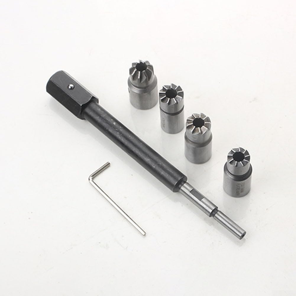 Besttoolifes Kit de herramientas de corte de asiento de inyector diésel de 5 piezas, limpiador de corte de carbono con llave hexagonal de escariador en ángulo plano para la mayoría de los coches