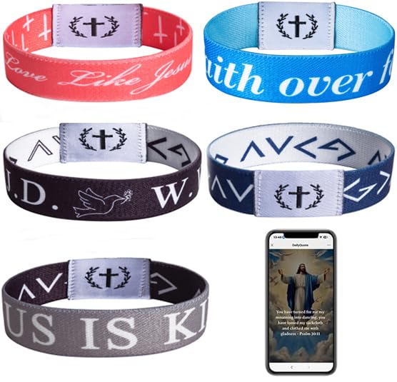 Goohopsun Daily Bible Verse Bracelets Scan with NFC Function, Waterproof Design, Jesus is King Scripture Bible Bracelet for Men and Women, Faith Over