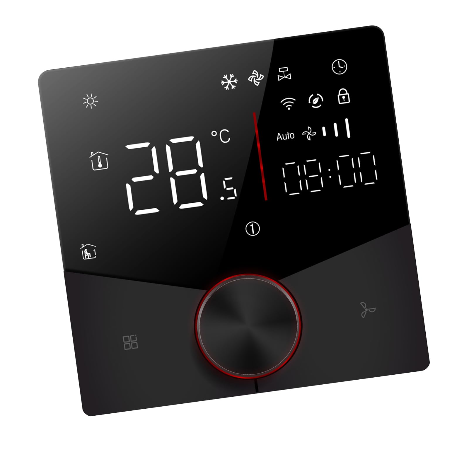 WIFI Thermostat Digital Downish Touch 5 i 2 Programowalne 2 Kontroler Temperatury Klimatyzatora z 8 Efektami Oświetleniowymi i 7 Biegami Tęczowymi dla świątecznej Atmosfery (BLACK)
