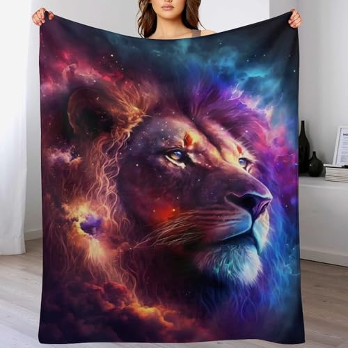 Manta de forro polar con león de 100x130 cm ligera para cama y sofá 2