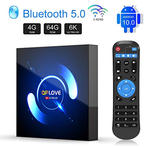 QPLOVE Android TV Box 10.0 4G Ram 64G Rom con Cpu H616 Quad-Core 64 bit Cortex-A53 TV Box
