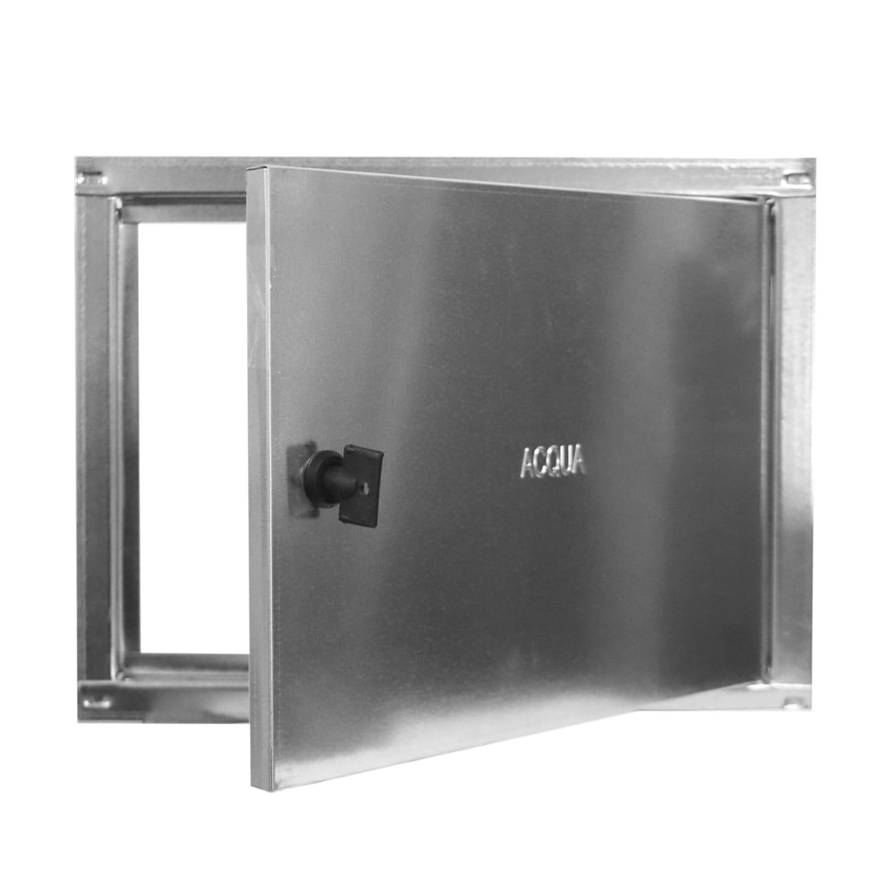 1101 Puerta galvanizada para contador de agua, con cerradura y llave cuadrada. Dimensiones 400x280 mm