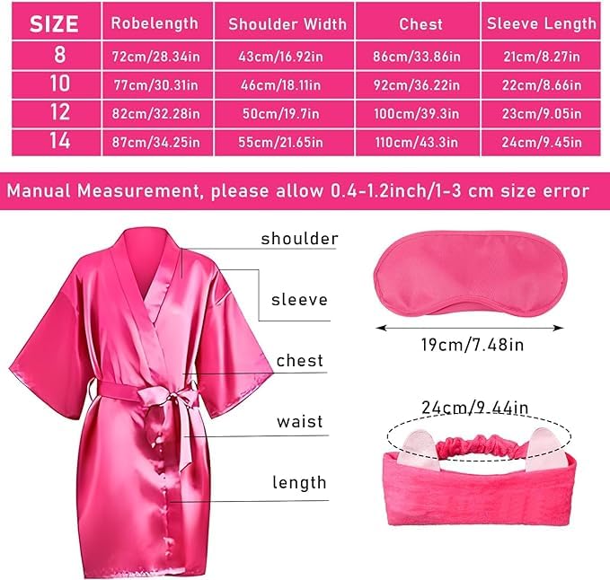 MSYU Set di 30 pezzi di accessori per feste spa per bambini, in raso, per pigiama party, con fascia per benda, regalo di compleanno per ragazze e bambini