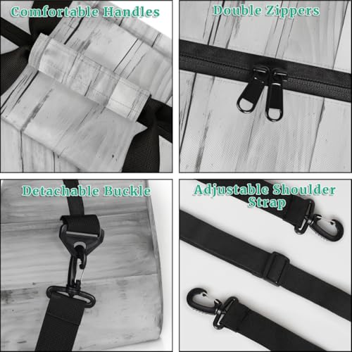 Beach Wooden Texture Gym Travel Duffle Bag for Women & Men with Front Zipper Pocket for Sports, Overnight, Weekender, Carry On,Workout & Dance Bag,18.9 * 8.7 * 10.6 in4