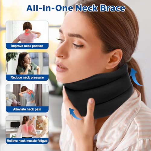 Starvortex Nackenstütze für Nackenschmerzen, 360° Halskrause mit Rundum Unterstützung, Atmungsaktive Schaumstoff Neck Support, Verstellbare Nackenbandage, Neck Brace für Schlaf Schmerzen und Druck
