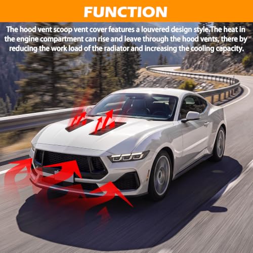 Image of Car Hood Vent louvers Cold Air Flow Intake, Hood Scoop Air Vent Cover, Bonnet Cooling Trim Black Air Intake Panel Cover Car Exterior Trim for Auto Repair Shop Hood Panel Trim,Dodge Ram,F-150