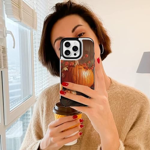 Housse iPhone 16 Pro citrouille d'automne pour ranger vos cartes en balade