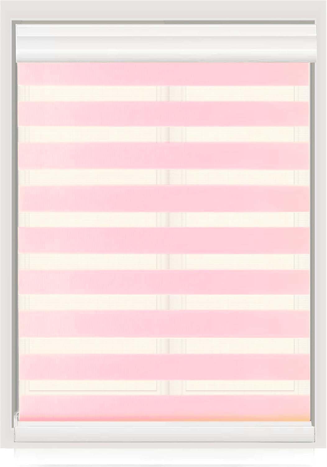 BESCH Estor Enrollable Doble Capa Noche y Día - Persiana Enrollable Interior Translúcida y Oscurecido para Ventanas 120x200CM (Rosa)
