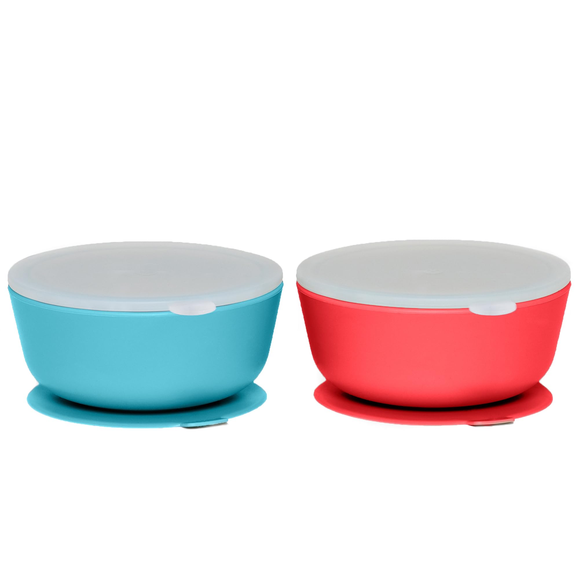 WeeSprout Suction Bowls for Baby &amp; Toddlers (Set of 2) - 100% Silicone w/Plastic Lid - Leak Proof Feeding Supplies - Dishwasher &amp; Microwave Safe Infant Dinnerware w/Extra Strong Base