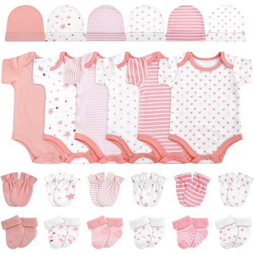 Image of Zoooyawn 6 Set Preemie Layette Set Preemie Clothes Premature Baby Bodysuit Outfit for Nicu Baby Gift