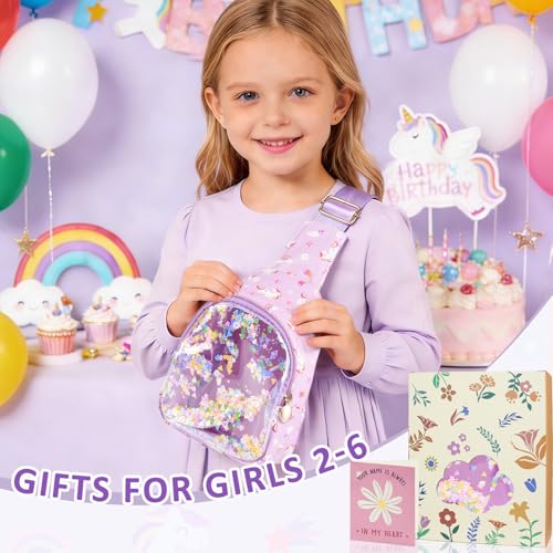 Image of COSHAYSOO Little Girls Unicorn Purse Cute Sling Crossbody Bag for Toddler Preschool Kids Girls, Graduation First Dance Recital Performance Gifts for 2 3 4 5 6 Year Old Girl Fashion Purple Accessories | Unicorn print