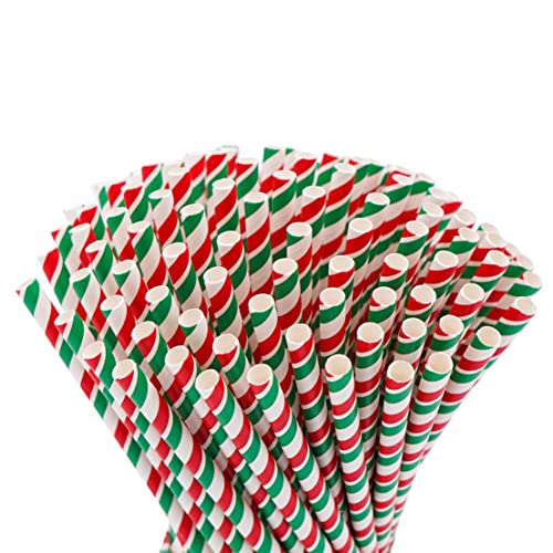 Cannucce di carta lunghe Italia Design 100 pezzi, lunghezza 23 cm, diametro 7 mm, cannuccia Italia, bandiera italiana, tricolore, biodegradabile, ecologica, cannuccia usa e getta (lunga)