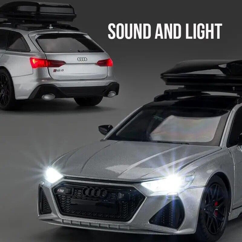 Image of Invite Enterprise Scale 1:24 Audi Rs6 High Simulation Diecast Metal Alloy Model With Audio Light Pull Back Feature - Collectible Vehicle (Colors As Per Stock)